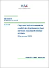 Dispositif d'évaluation de la qualité des établissements et services sociaux et médico-sociaux : bilan annuel 2023. Validé par la CSMS le 26 mars 2024